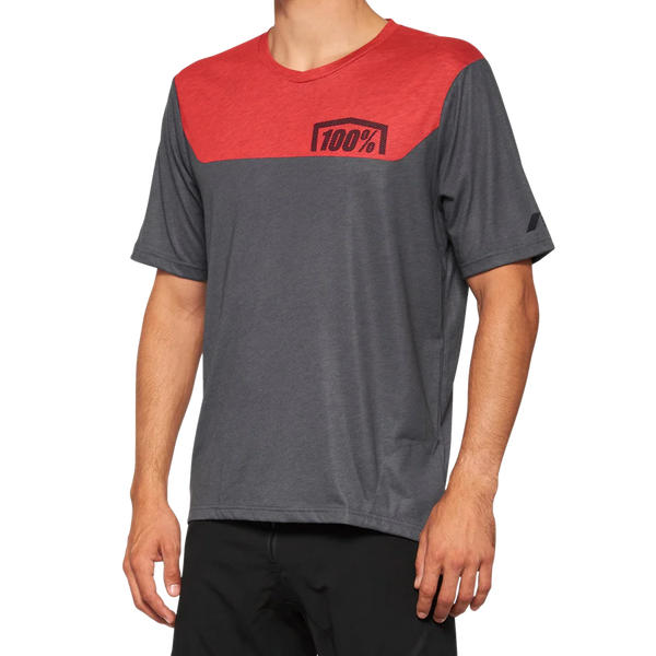 Jersey 100% Airmatic Short Sleeve Charcoal/Racer Red