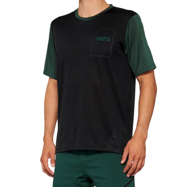 Jersey 100% Ridecamp Short Sleeve Black/Forest Green