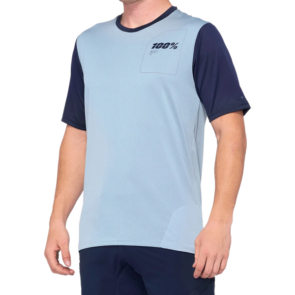 Jersey 100% Ridecamp Short Sleeve Lt. Slate Blue/Navy
